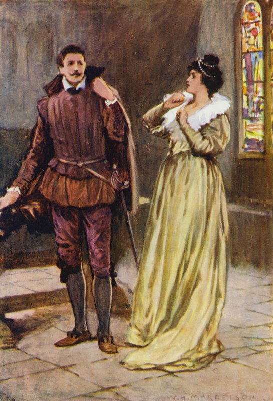 Illustration til Kenilworth af Sir Walter Scott (farvelitografi) af Walter Grieve
