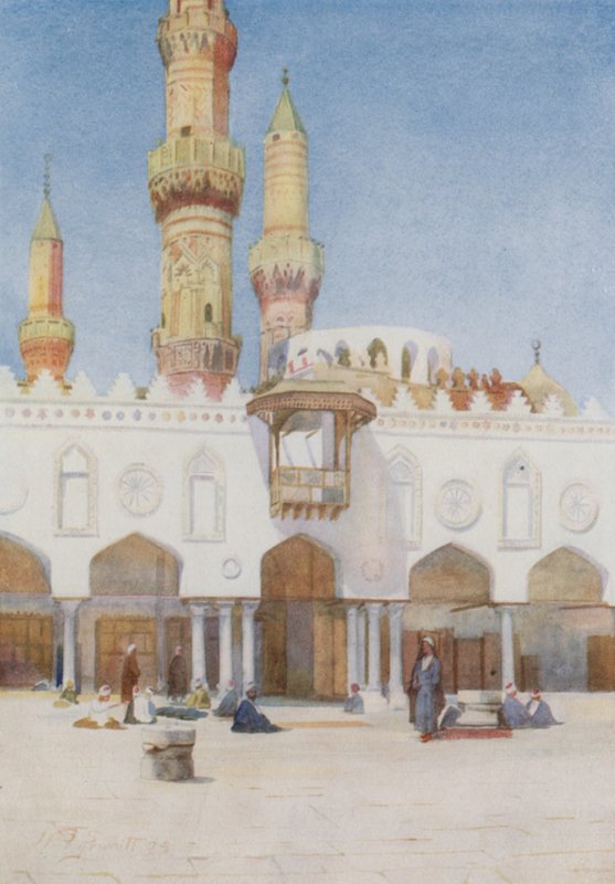Gården til moskeen i El Azhar, University of Cairo af Walter Spencer Stanhope Tyrwhitt