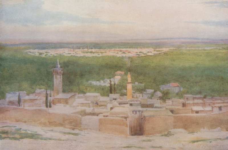 Damaskus fra Salahiyeh: Solnedgang over byen af Walter Spencer Stanhope Tyrwhitt