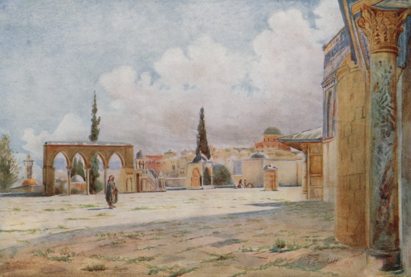 South Porch of Mosque and Summer Predikestol, Jerusalem af Walter Spencer Stanhope Tyrwhitt