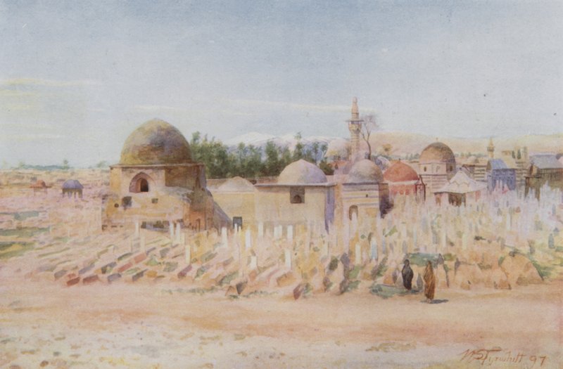 Den muslimske kirkegård og udsigt over Mount Hermon, Damaskus af Walter Spencer Stanhope Tyrwhitt