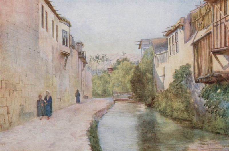 Byens mure og Barada-floden, Damaskus af Walter Spencer Stanhope Tyrwhitt
