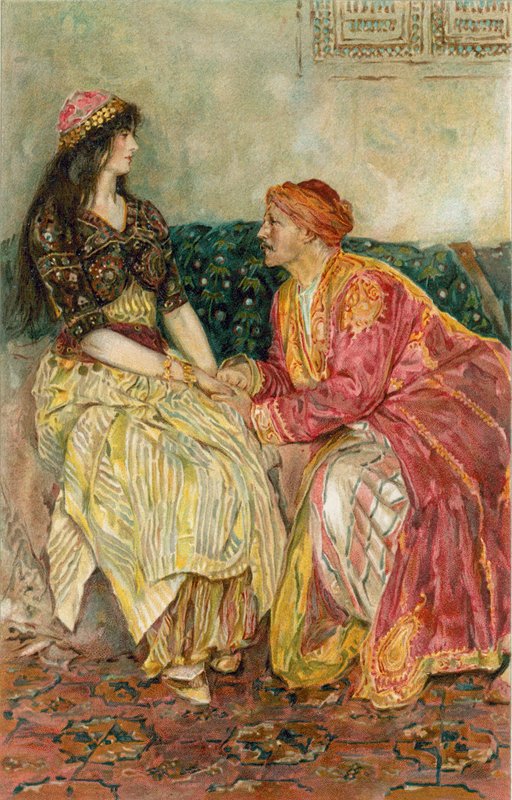 The Arabian Nights: Prinsessen forklarede alt, hvad der var sket med hende af Walter Stanley Paget