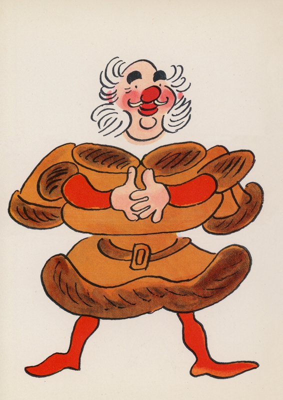 Figurer fra børnebøger: Falstaff (farvelitografi) af Walter Trier