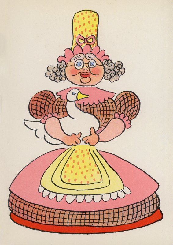Figurer fra børnebøger: Gåsebjørnen (farvelitografi) af Walter Trier