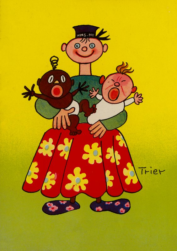 Et af Walter Triers skøre mennesker (farvelitografi) af Walter Trier