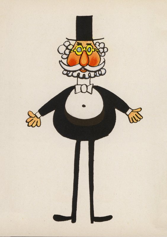 En af Walter Triers Crazy People (farvelitografi) af Walter Trier