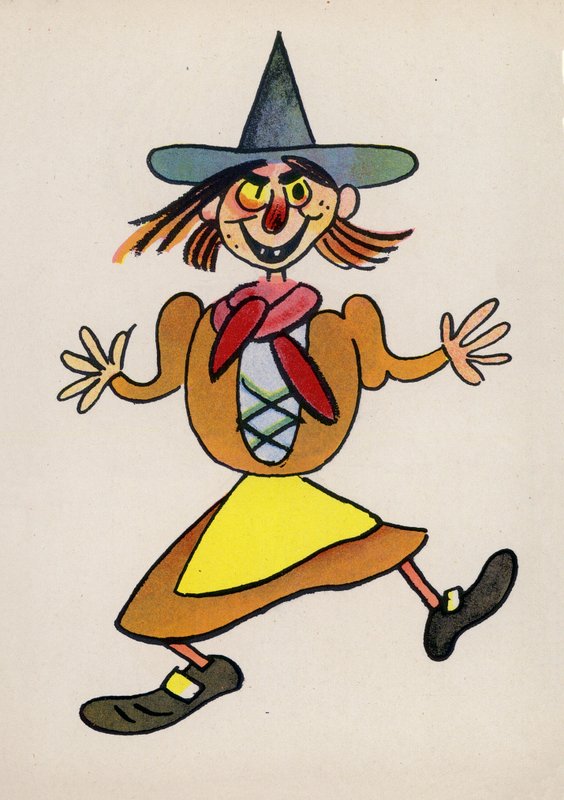 En af Walter Triers Crazy People (farvelitografi) af Walter Trier