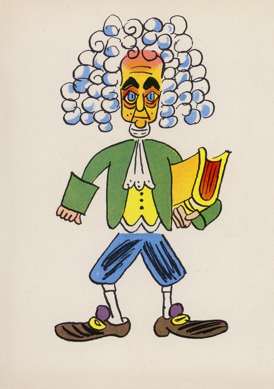 En af Walter Triers Crazy People (farvelitografi) af Walter Trier