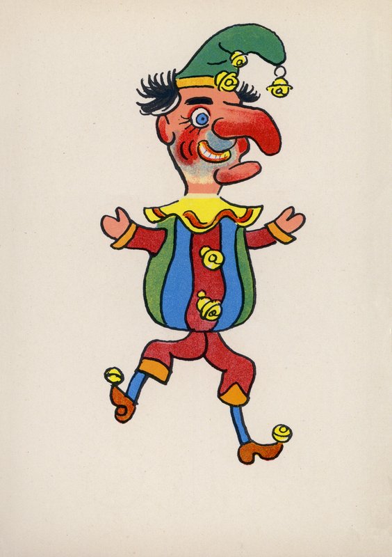 En af Walter Triers Crazy People (farvelitografi) af Walter Trier