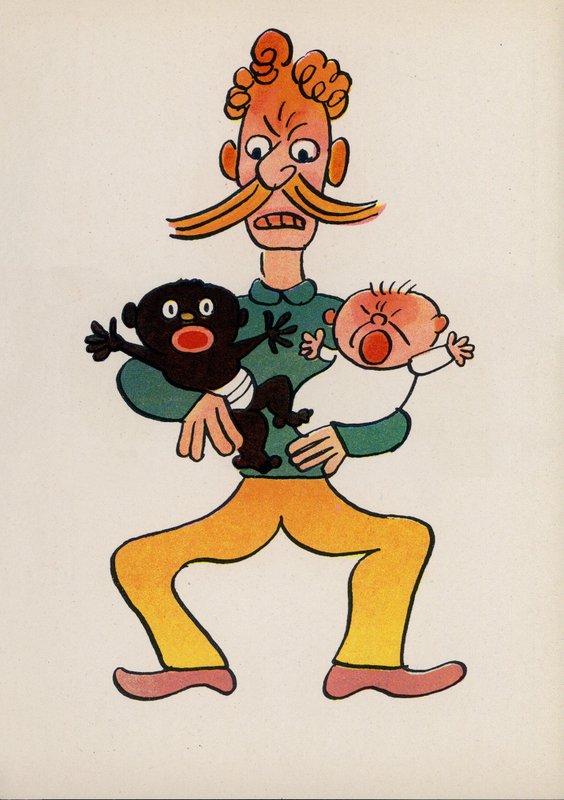 En af Walter Triers Crazy People (farvelitografi) af Walter Trier