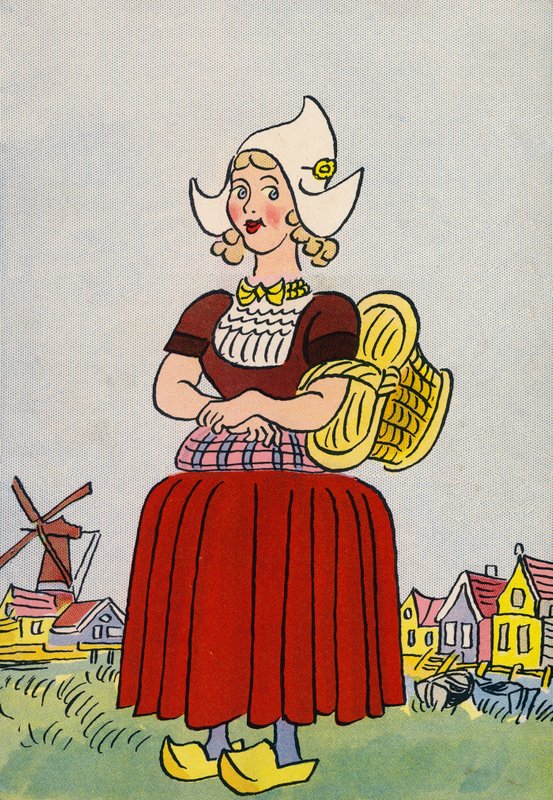 Walter Triers skøre kostumer: Holland (farvelitografi) af Walter Trier