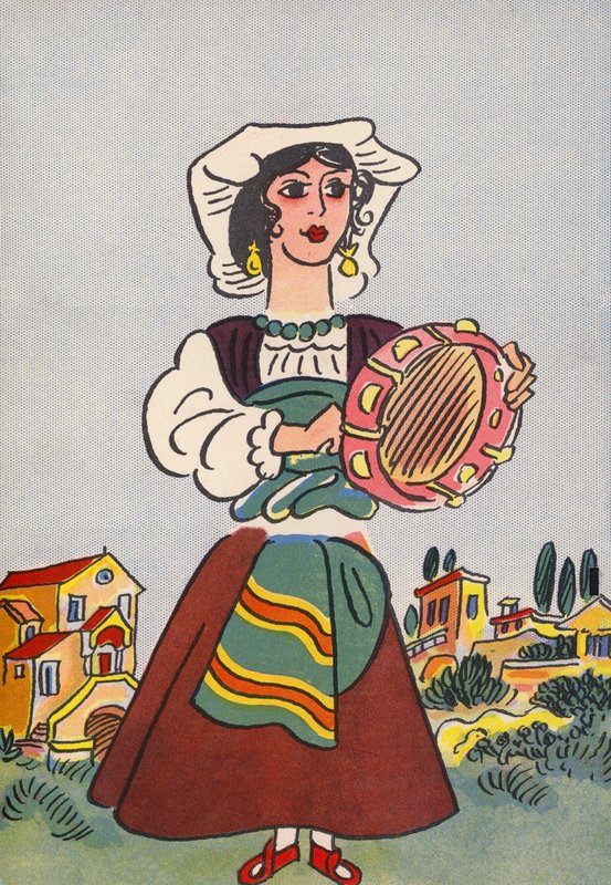 Walter Triers skøre kostumer: Italien (farvelitografi) af Walter Trier