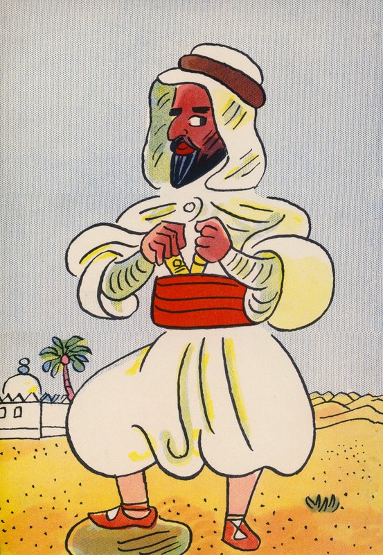 Walter Triers skøre kostumer: Nordafrika (farvelitografi) af Walter Trier