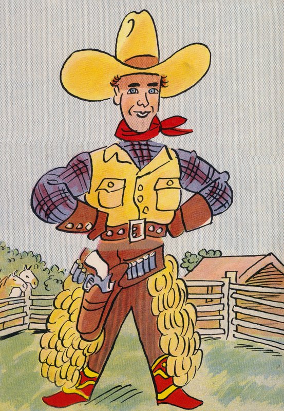 Walter Triers skøre kostumer: Texas, USA (farvelitografi) af Walter Trier