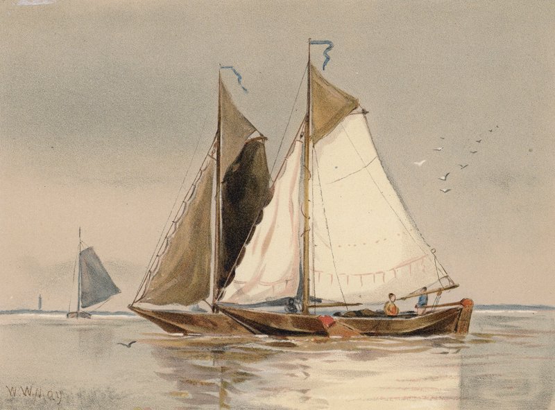 Hollandske tapperier på Schelde (farvelitografi) af Walter William May