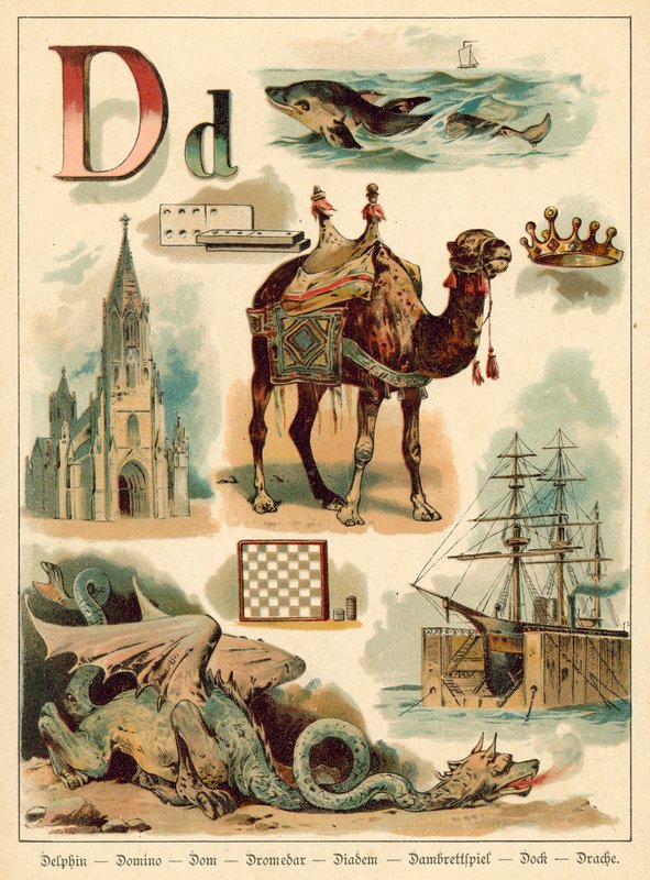 Bogstav D (chromolitho) af Walter Zweigle