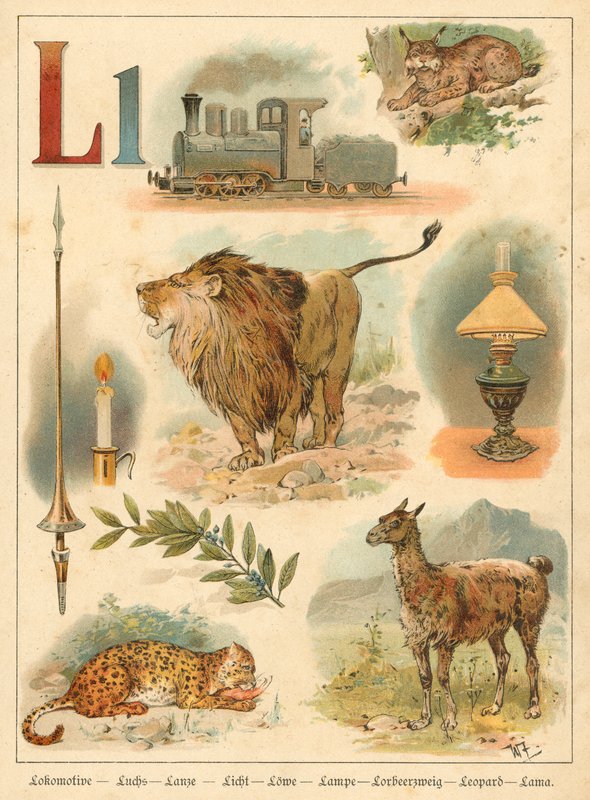 Bogstav L (chromolitho) af Walter Zweigle