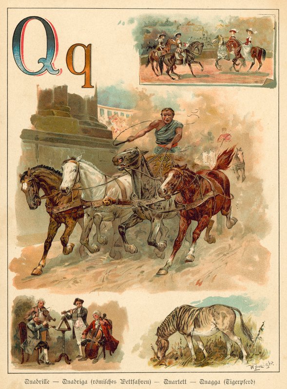 Bogstav Q (chromolitho) af Walter Zweigle