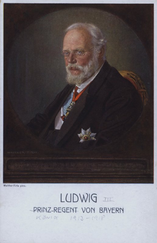 Ludwig III, sidste konge af Bayern, da Prins Regent (farve litho) af Walther Firle