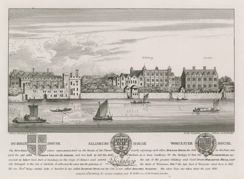 Durham House, Salisbury House og Worcester House af Wenceslaus Hollar