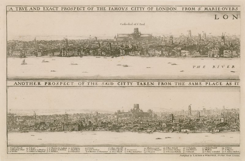 London, før og efter den store brand af Wenceslaus Hollar