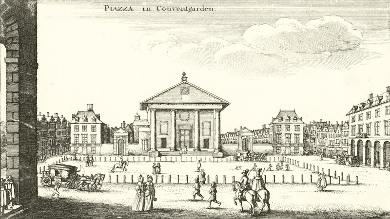 Piazza, Covent Garden, London (gravering) af Wenceslaus Hollar