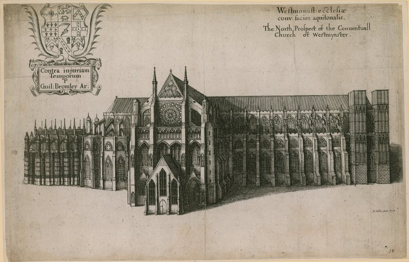 Den nordlige udsigt til den konventuelle kirke Westminster, London af Wenceslaus Hollar
