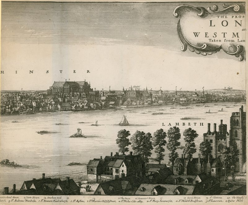 Udsigten over London og Westminster set fra Lambeth af Wenceslaus Hollar