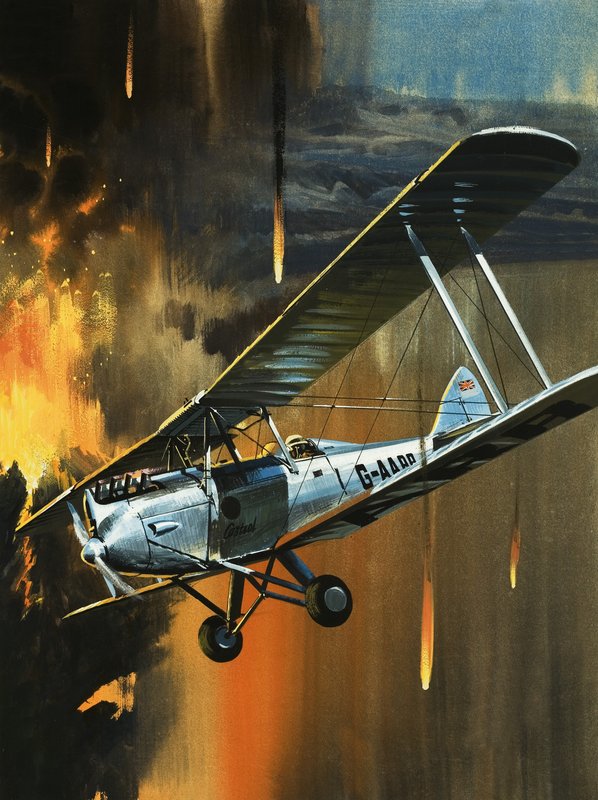 Berømte fly og deres piloter: De Havilland Gipsy Moth -- Jean Batten af Wilf (20th century) Hardy