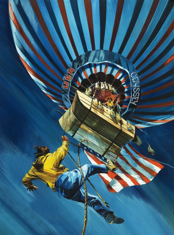 I august 1975 forsøgte Odyssey-ballonen at krydse Atlanterhavet. af Wilf (20th century) Hardy
