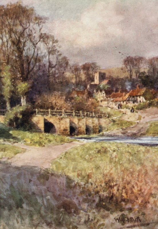 Udsigt over Sutton Village (farvelitografi) af Wilfrid Williams Ball