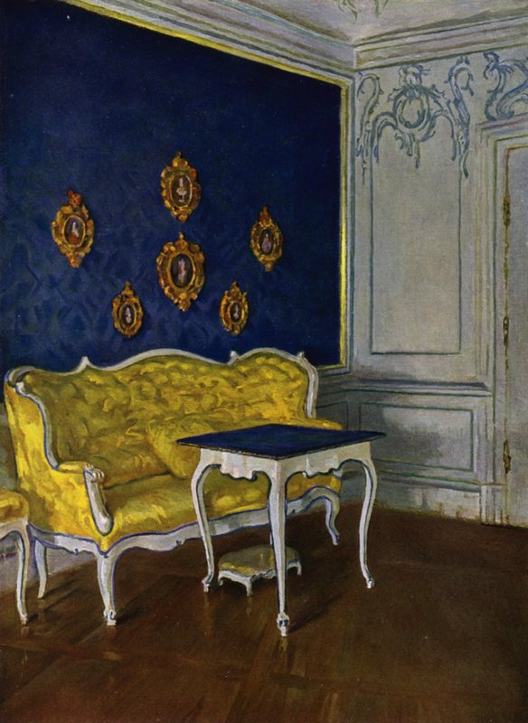 Blå Salon i Slot Weikersheim, Württemberg, Rokoko dekoration, omkring 1740 af Wilhelm Beckmann