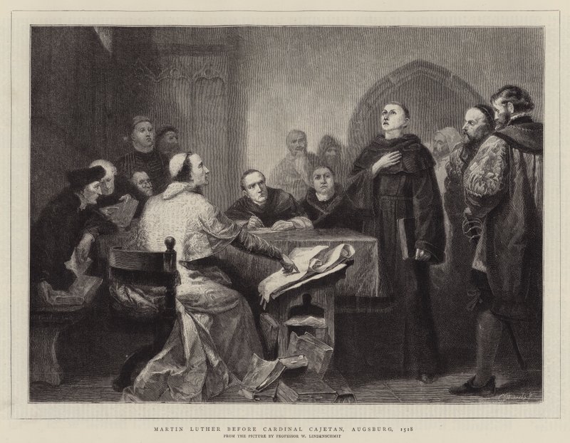 Martin Luther foran kardinal Cajetan, Augsburg, 1518 af Wilhelm von, II Lindenschmit