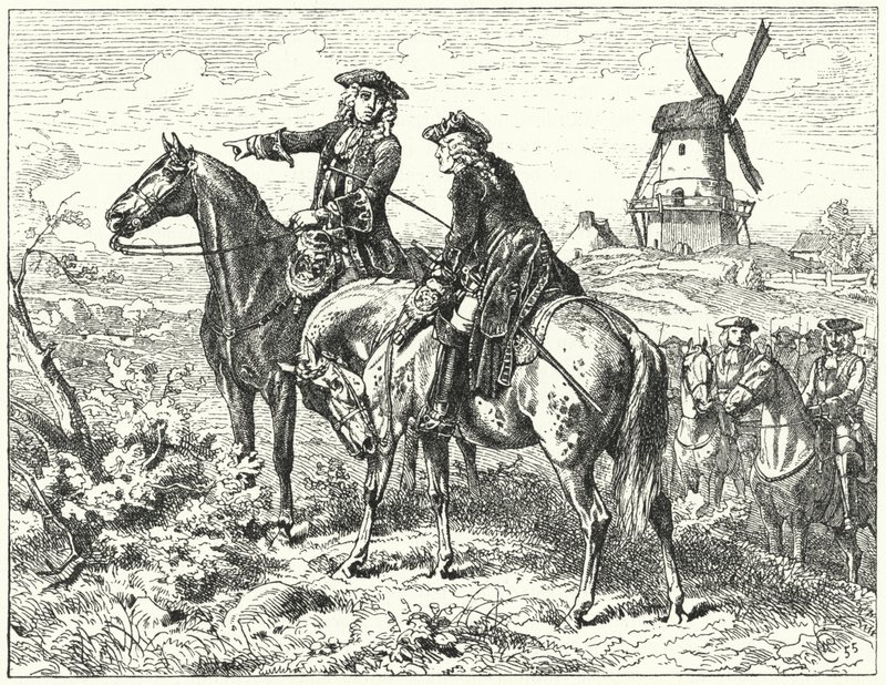 Hertugen af Marlborough og prins Eugene af Savoyen i slaget ved Malplaquet af Wilhelm Camphausen