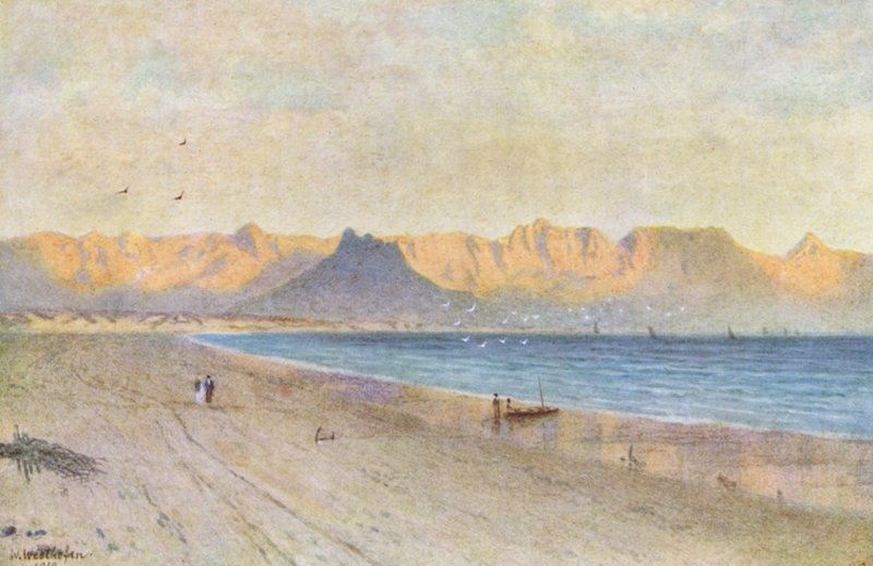 På spidsen af False Bay (farvelitografi) af Wilhelm Westhofen