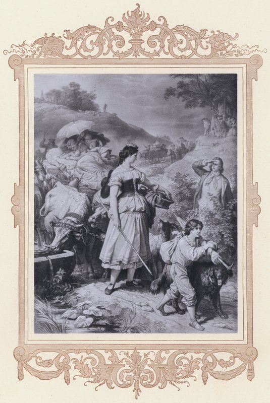 Dorothea og emigranterne, Hermann og Dorothea (litho) af Wilhelm von (after) Kaulbach