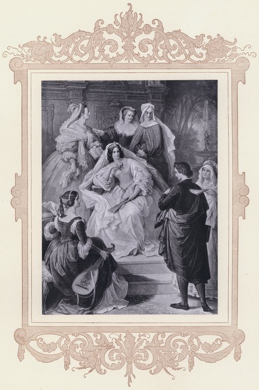 Leonore, Torquato Tasso (litho) af Wilhelm von (after) Kaulbach