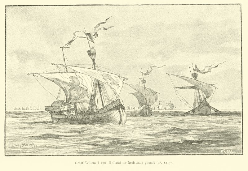 Grev William I af Holland sejlede til det 5. korstog, 1217 af Willem II Steelink