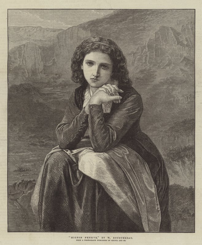Mignon eftertænksom af William Adolphe Bouguereau