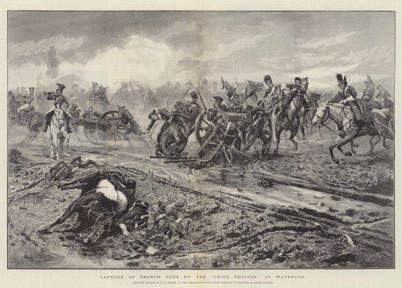 Fangst af franske kanoner af Union Brigade ved Waterloo af William Barnes Wollen