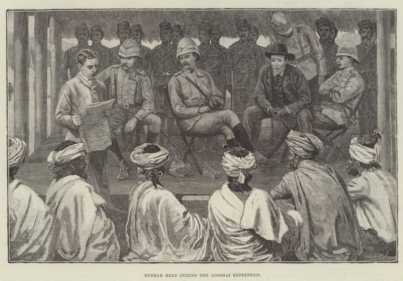 Durbar afholdt under Looshai ekspeditionen af William Barnes Wollen