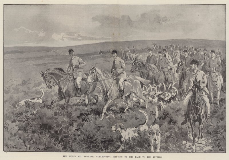 Devon og Somerset Staghounds, der bringer flokken op til Tufters af William Barnes Wollen