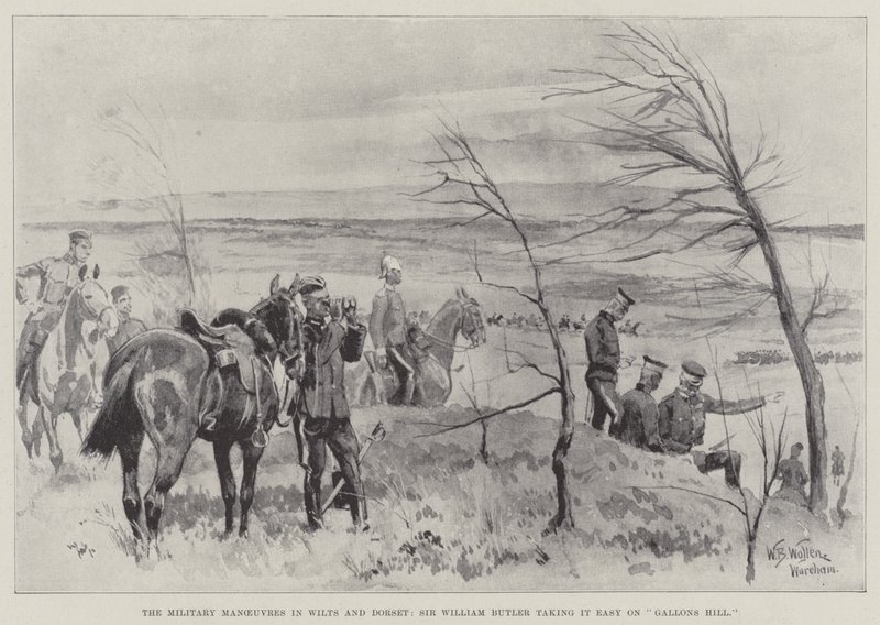 De militære manøvrer i Wilts og Dorset, Sir William Butler tager det roligt på Gallons Hill af William Barnes Wollen