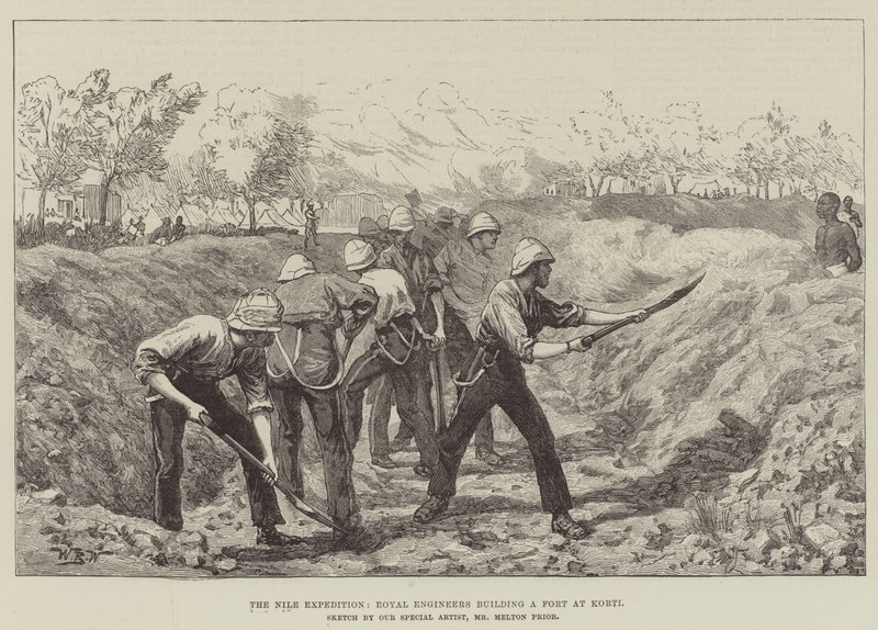 The Nile Expedition, Royal Engineers bygge et fort ved Korti af William Barnes Wollen