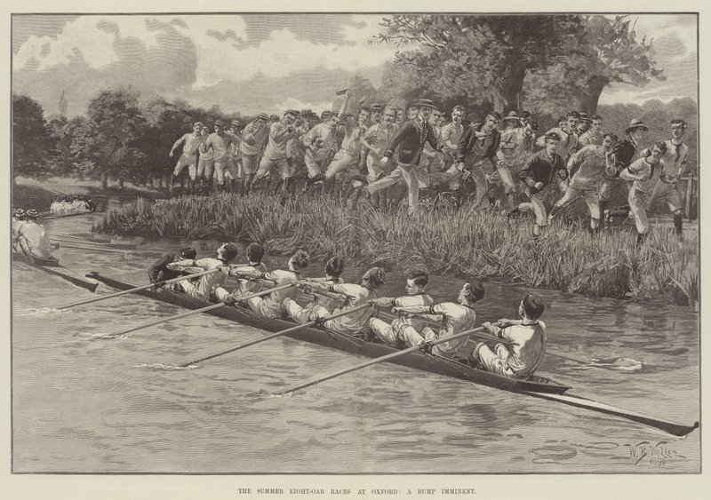 Summer Eight-Oar Races i Oxford, et bump nært forestående af William Barnes Wollen