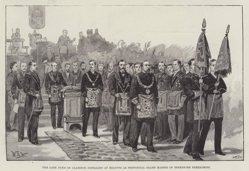 Den afdøde hertug af Clarence indsatte i Reading som Provincial Grand Master of Berkshire Freemasons af William Barnes Wollen