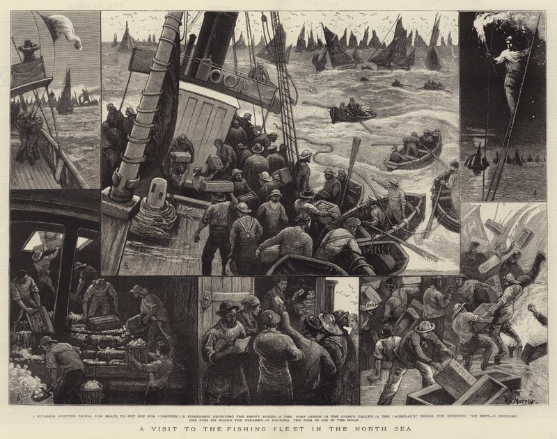 Et besøg hos fiskerflåden i Nordsøen af William Bazett Murray