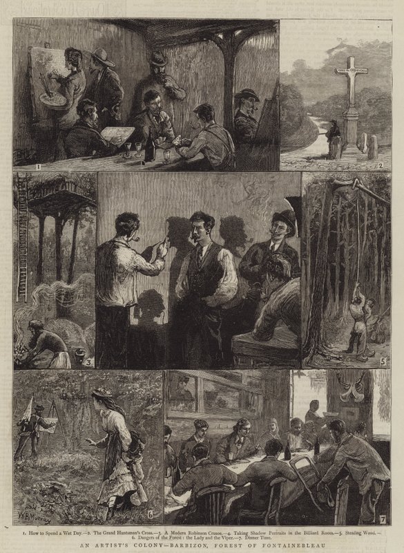 En kunstnerkoloni, Barbizon, Fontainebleaus skov af William Bazett Murray