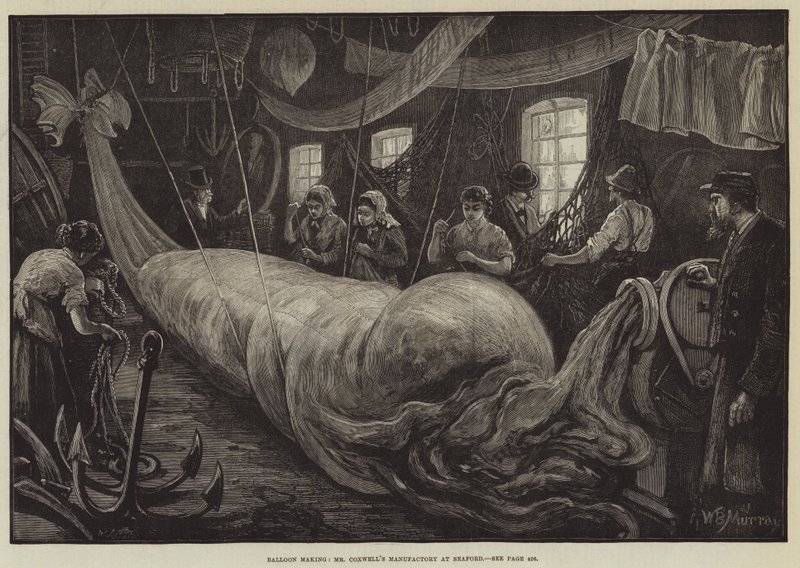 Ballonfremstilling, hr. Coxwells fabrik i Seaford af William Bazett Murray